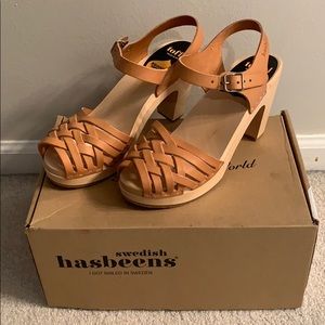 Swedish Hasbeens braided sky high sandals